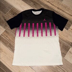 Jordan Black and Pink Stripe T-Shirt EUC Sz L